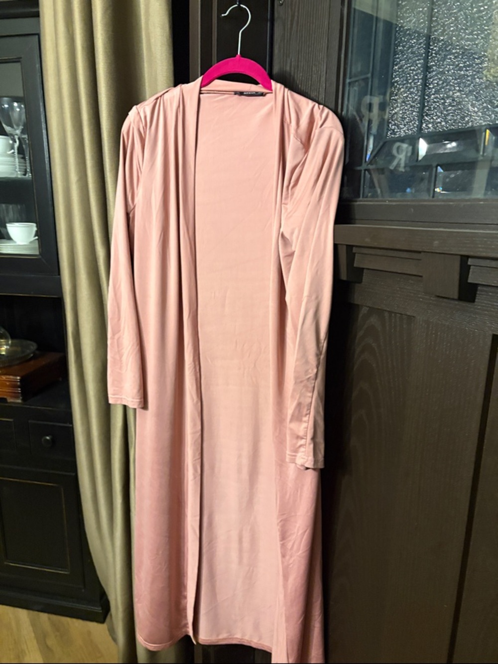 SHEIN Dusty Pink Long Open Front Duster Cardigan